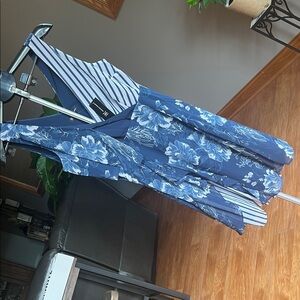 INC International Concepts Navy Floral and Striped Dress